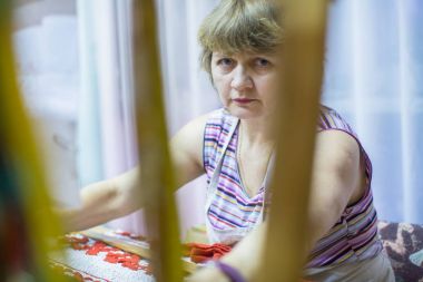 Vazhiny, Leningrad Region, Rusya Federasyonu - 21 Aralık 2017: Dekoratif sanat 