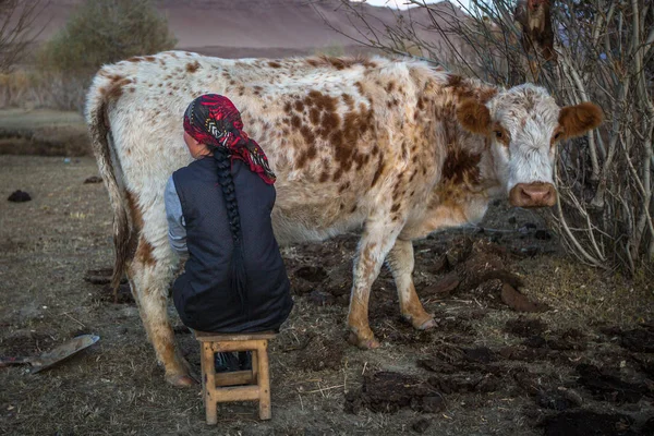 Bayan Olgii Mongolia Settembre 2017 Kazako Locale Una Donna Che — Foto Stock