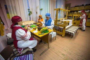 Vazhiny, Leningrad Region, Rusya Federasyonu - 21 Aralık 2017: Dekoratif sanat 