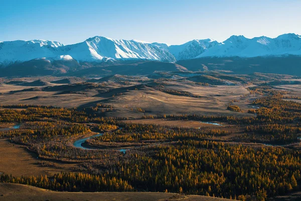 Panorámás Kilátás Nyílik Hegyekre Altaj Chuya Ridge Nyugat Szibéria Oroszország — Stock Fotó