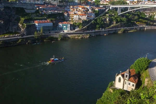 Widok Lotu Ptaka Rzeki Douro Porto Portugalia — Zdjęcie stockowe