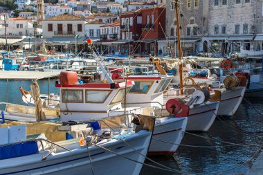 İskele Hydra Adası, Ege Adaları, Yunanistan. 