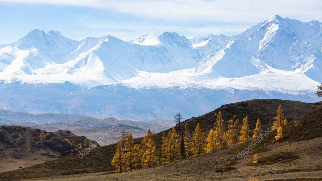 Snowbound mountain North-Chuya ridge of Altai Republic, Russia.