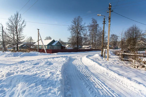 Vista Assentamento Típico Tipo Urbano Inverno Rússia — Fotografia de Stock