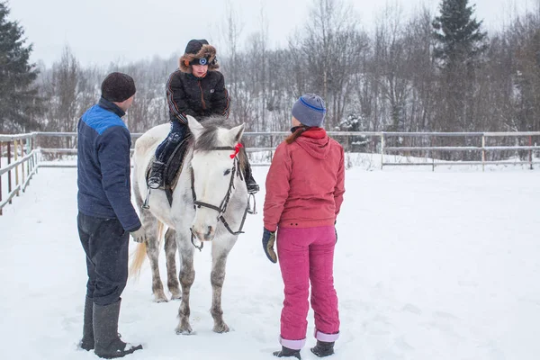 Podporozhye Russia Jan 2018 Training Children Riding Framework Program Revival — Stock Photo, Image
