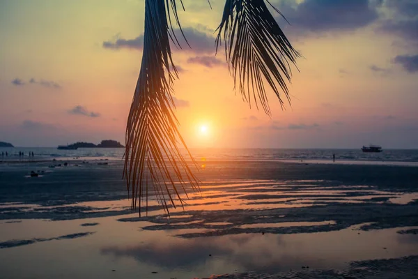 Hora Del Atardecer Playa Del Mar Tropical —  Fotos de Stock