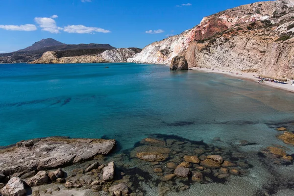 Formações Minerais Costa Ilha Milos Paisagem Lunar Mar Egeu Grécia — Fotografia de Stock