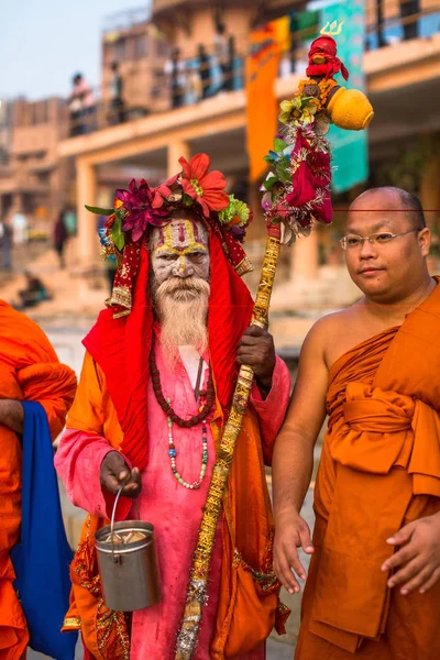 Varanasi India Marzo 2018 Sadhu Baba Hombre Santo Los Ghats — Foto de Stock