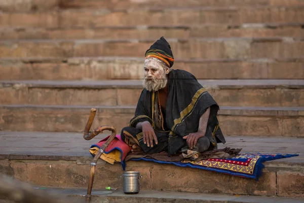 Vārānasi India Mar 2018 Sadhu Eller Baba Helig Man Ghats — Stockfoto