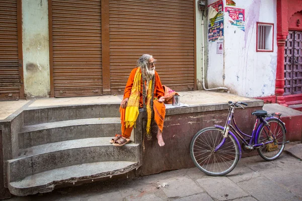 Varanasi India Március 2018 Szabóné Vagy Baba Holy Man Gangesz — Stock Fotó