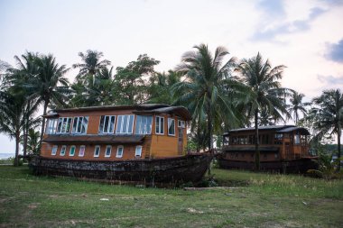 Asya ormanın ortasında terk edilmiş binalar.