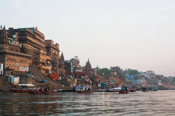 Varanasi India Mar 2018 Banks Holy Ganges River Early Morning — Stock Photo, Image