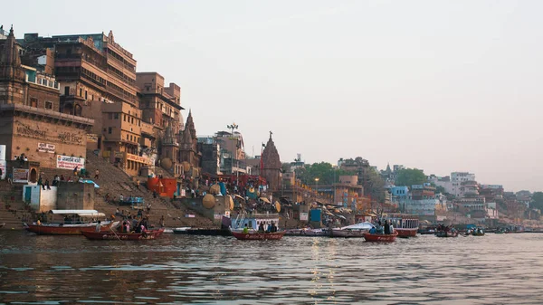 Varanasi India Mar 2018 Banks Holy Ganges River Early Morning — Stock Photo, Image