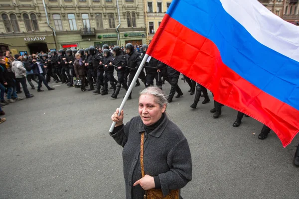 Petersburg Rusland Mei 2018 Aanhangers Van Oppositie Nevski Prospect Tijdens — Stockfoto