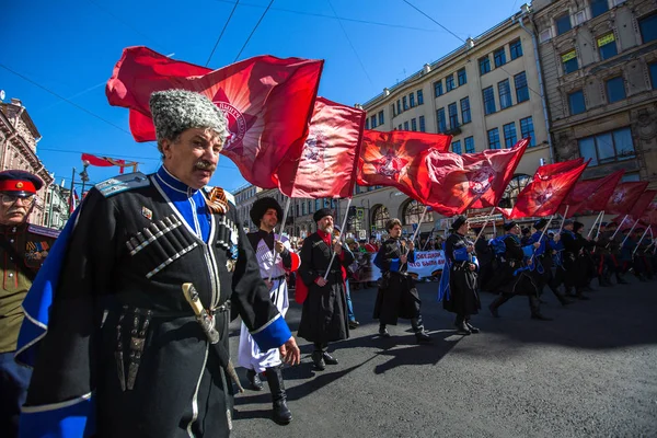 Petersburg Rusia Mayo 2018 Durante Marcha Del Regimiento Inmortal Las — Foto de Stock