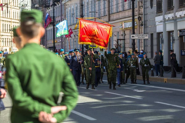 Petersburg Rússia Maio 2018 Durante Marcha Regimento Imortal Nas Celebrações — Fotografia de Stock