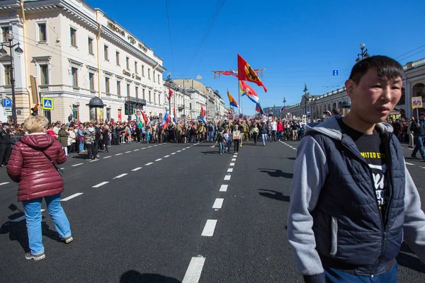 Санкт Петербург Россия Мая 2018 Года Время Марша Бессмертного Полка — стоковое фото