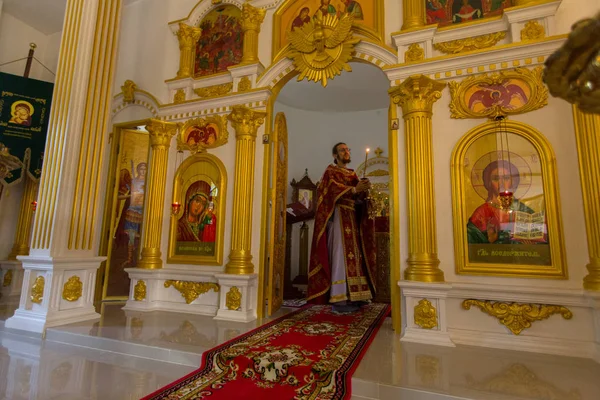 Koh Chang Tailandia Feb 2018 Durante Servicio Dominical Iglesia Ortodoxa — Foto de Stock