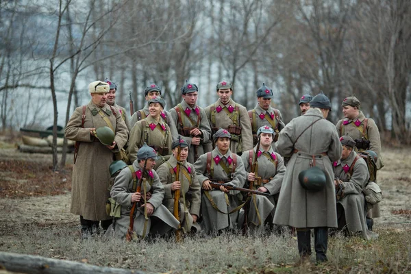 Woroneż Rosja Listopada 2019 Uczestnicy Wojskowo Historycznej Odbudowy Poświęconej Akcji — Zdjęcie stockowe