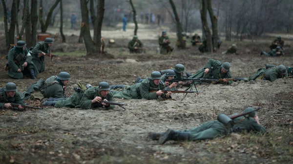 Woroneż Rosja Listopada 2019 Uczestnicy Wojskowo Historycznej Odbudowy Poświęconej Akcji — Zdjęcie stockowe