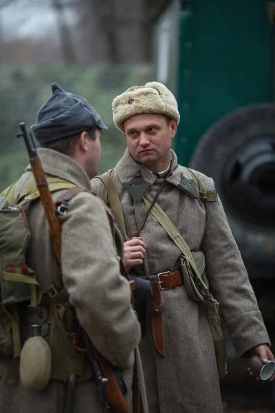 Voronezh Rusia Nov 2019 Participantes Reconstrucción Histórico Militar Dedicados Acción —  Fotos de Stock