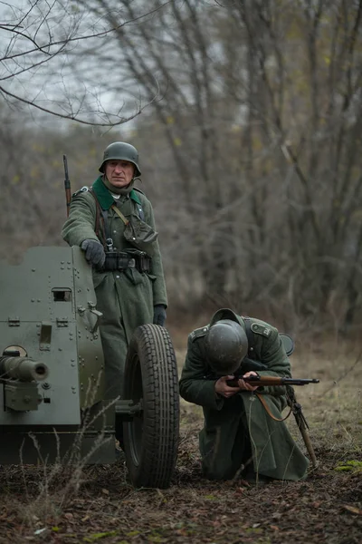 Woroneż Rosja Listopada 2019 Uczestnicy Wojskowo Historycznej Odbudowy Poświęconej Akcji — Zdjęcie stockowe