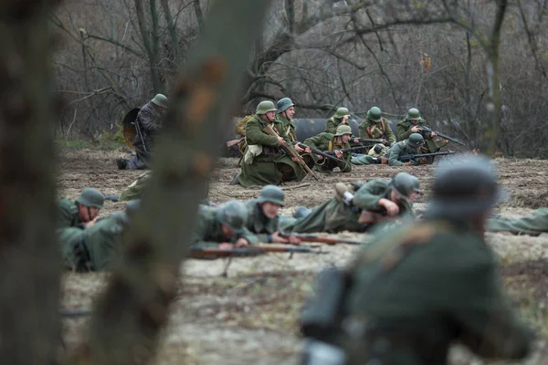 Woroneż Rosja Listopada 2019 Uczestnicy Wojskowo Historycznej Odbudowy Poświęconej Akcji — Zdjęcie stockowe