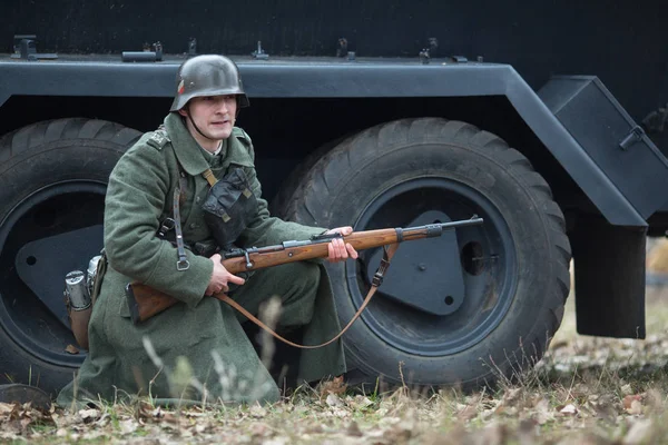 Voronezh Rusia Nov 2019 Participantes Reconstrucción Histórico Militar Dedicados Acción — Foto de Stock