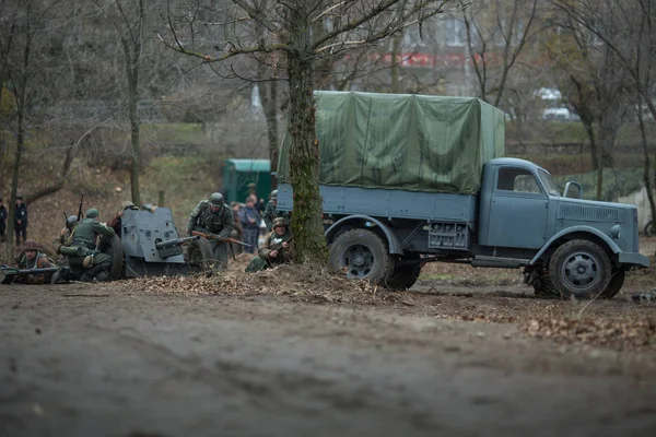 Voronezh Russia Nov 2019 Partecipanti Alla Ricostruzione Storico Militare Dedicata — Foto Stock