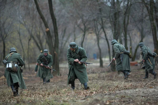 Woroneż Rosja Listopada 2019 Uczestnicy Wojskowo Historycznej Odbudowy Poświęconej Akcji — Zdjęcie stockowe