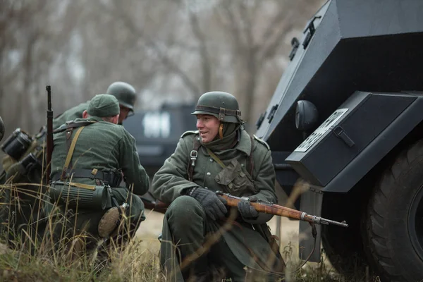 Woroneż Rosja Listopada 2019 Uczestnicy Wojskowo Historycznej Odbudowy Poświęconej Akcji — Zdjęcie stockowe