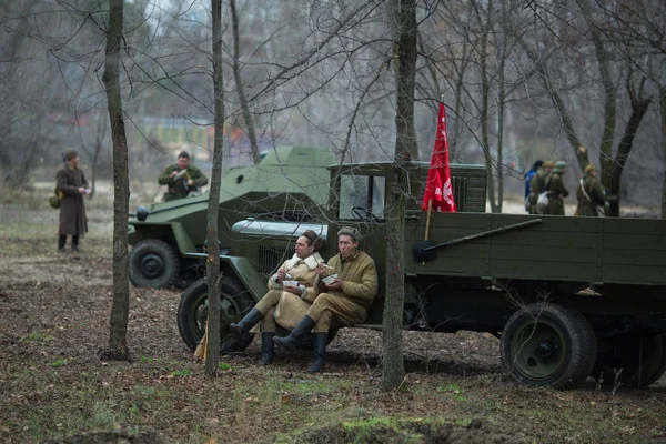 Воронеж Россия Ноября 2019 Года Участники Военно Исторической Реконструкции Посвященной — стоковое фото