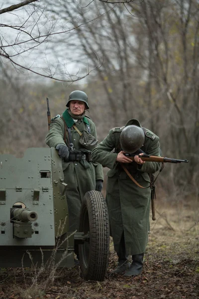 Woroneż Rosja Listopada 2019 Uczestnicy Wojskowo Historycznej Odbudowy Poświęconej Akcji — Zdjęcie stockowe