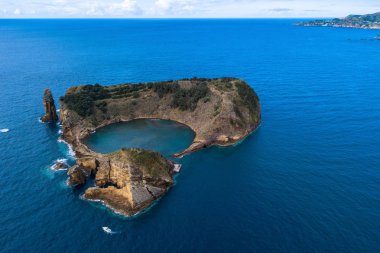 Vila Franca do Campo, Azores Adaları, Portekiz Islet havadan görünümü.