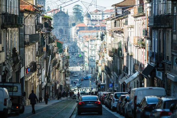 Porto Portugal Dec 2019 Vista Uma Das Ruas Centro Cidade — Fotografia de Stock