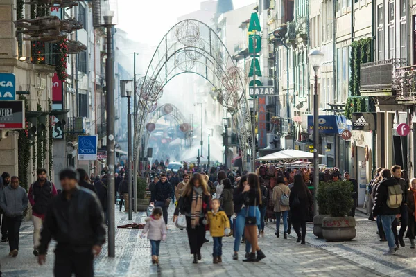 Porto Portugal Dec 2019 Vista Rua Santa Catarina Centro Cidade — Fotografia de Stock