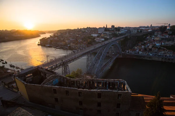 Porto Portugal Abr 2017 Vista Pájaro Del Puente Dom Luis —  Fotos de Stock