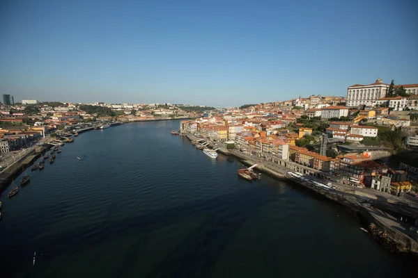 Porto Portugalsko Září 2019 Pohled Řeku Douro Ribeiru Porto Často — Stock fotografie