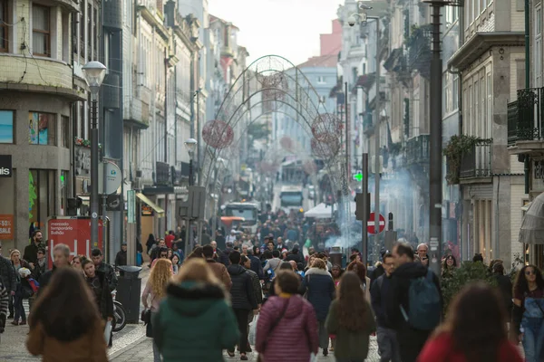 Porto Portugal Dec 2019 Gågatan Santa Catarina Centrum Porto Kallas — Stockfoto