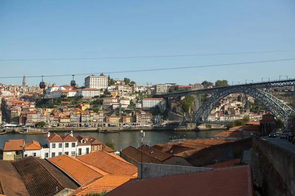 Porto Portugalsko Září 2019 Pohled Řeku Douro Most Dom Luis — Stock fotografie