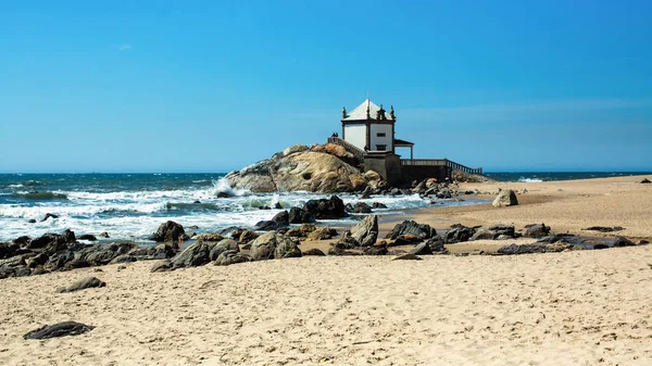 Kapel Senhor Pedra Miramar Beach Porto Portugal — Stockfoto