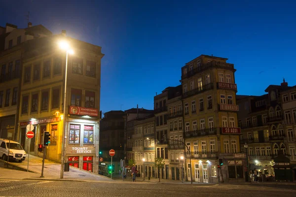 Porto Portugal Apr 2017 Gatorna Gamla Portos Historiska Centrum Natten — Stockfoto
