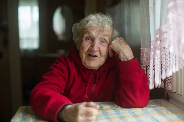 Portrait Old Gray Haired Expression Woman — 图库照片