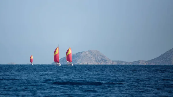 Плавуча Яхта Regatta Егейському Морі Греція — стокове фото