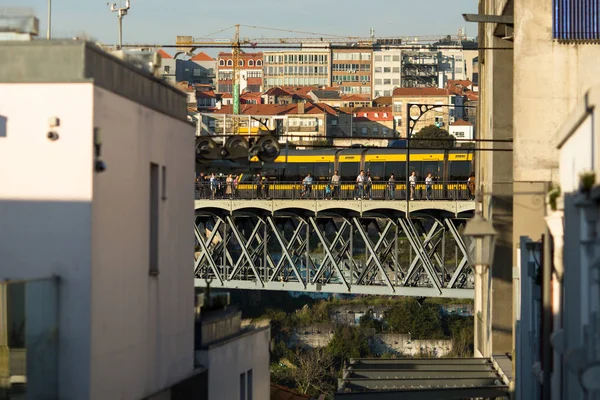 Porto Portugal Feb 2020 Dom Luis Bridge Old Downtown Porto — 스톡 사진