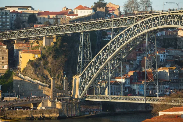 Porto Portugal Feb 2020 Dom Luis Bridge Old Downtown Porto — Stock Photo, Image