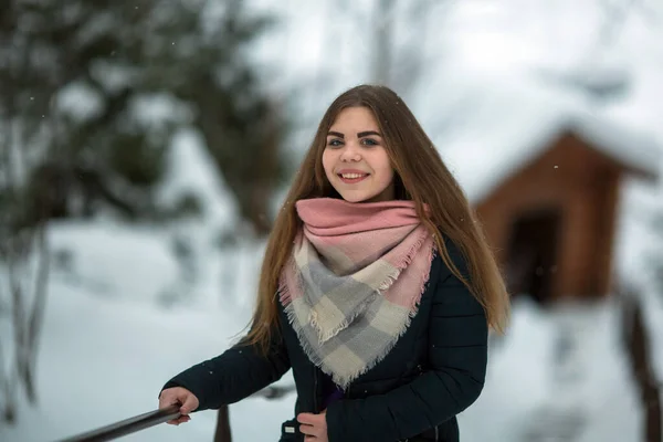 Retrato Uma Menina Russa Livre Inverno — Fotografia de Stock
