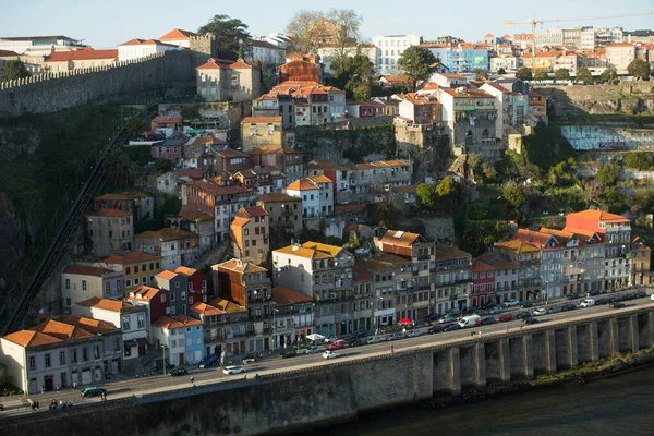 Porto Portugal Mar 2020 Vista Rio Douro Ribeira Amanhecer Porto — Fotografia de Stock