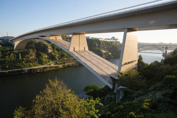 Vue Des Ponts Sur Fleuve Douro Porto Portugal — Photo