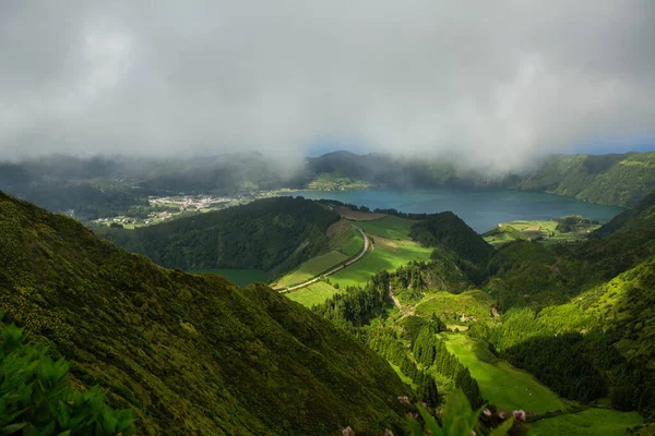 Lagos Sete Cidades Crateras Vulcânicas Ilha San Miguel Açores Portugal — Fotografia de Stock